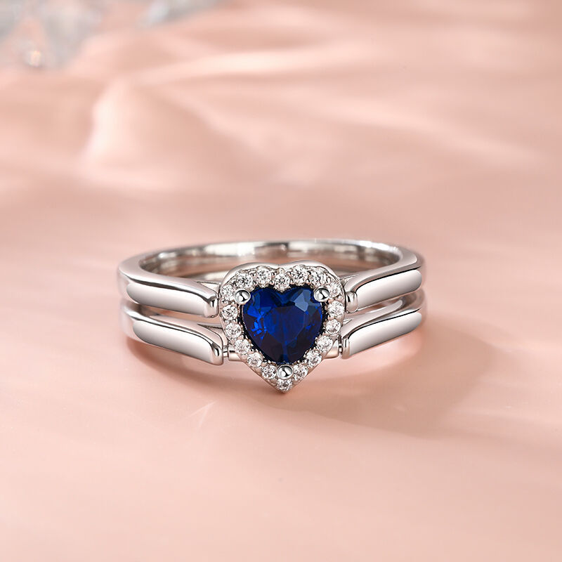 Halo Heart Cut Personalized Sterling Silver Reversible Ring