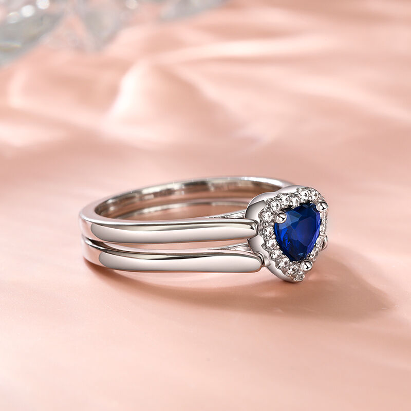 Halo Heart Cut Personalized Sterling Silver Reversible Ring