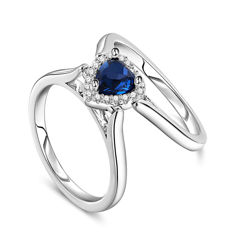 Halo Heart Cut Personalized Sterling Silver Reversible Ring