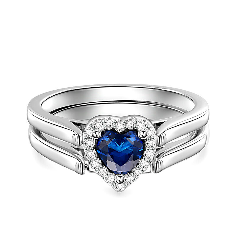 Halo Heart Cut Personalized Sterling Silver Reversible Ring