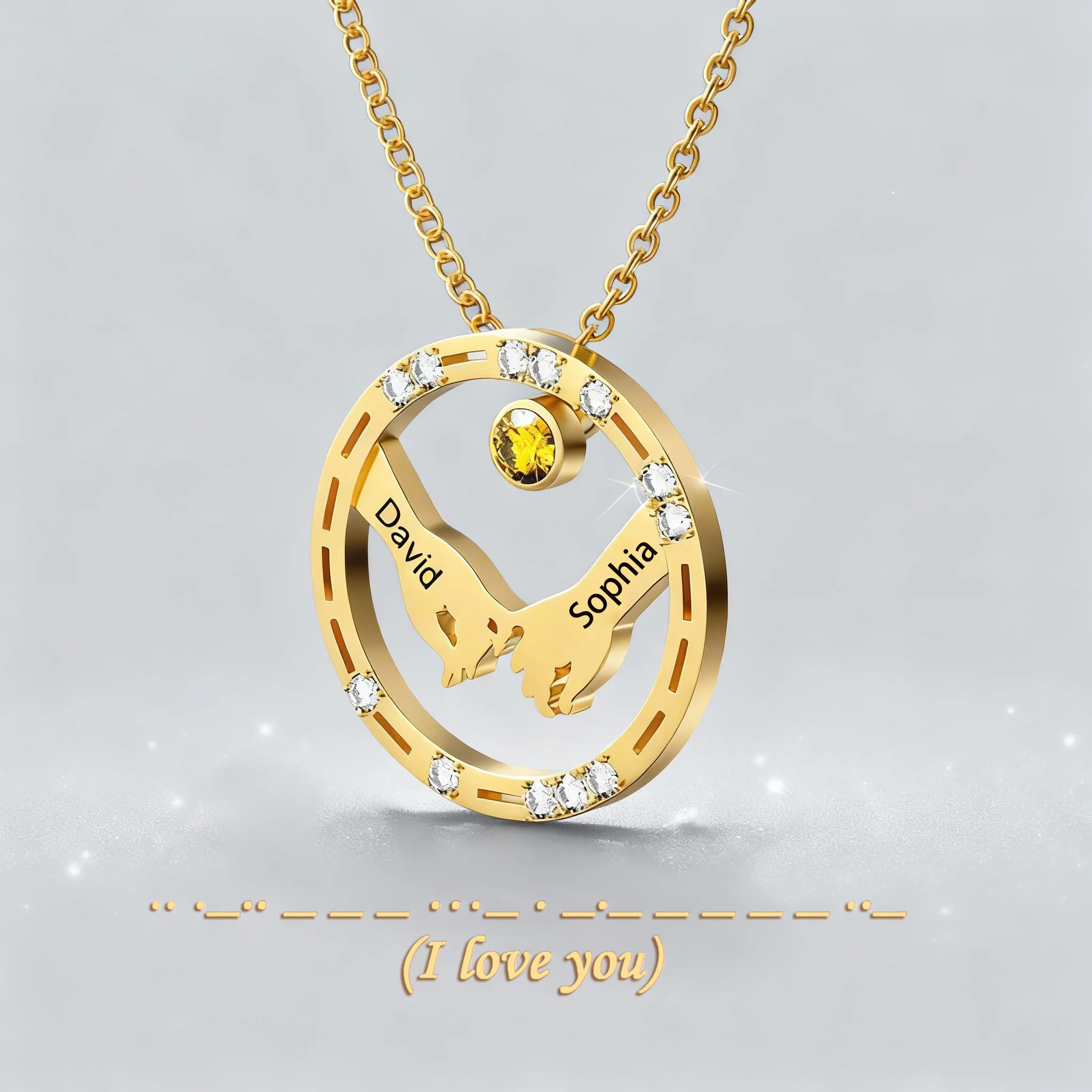 Custom 2 Names Secret Message Necklace: Whisper "I Love You" in Morse Code