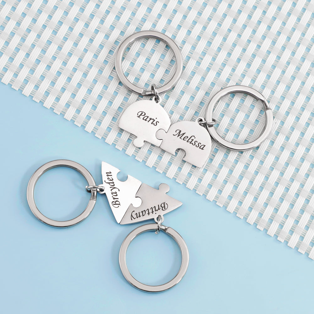 Christmas Gift Family/Sibling/BFF Gift Personalized Heart Puzzle Pieces Necklace or Keychain