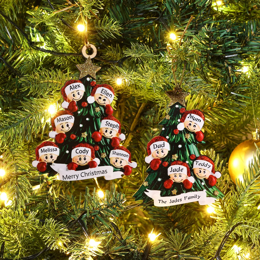 Christmas Gift Custom Cartoon Family Name Tree