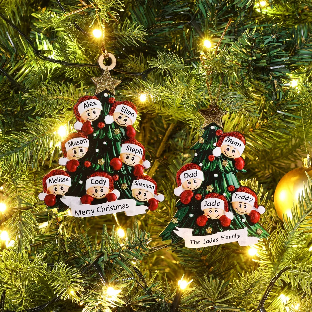 Christmas Gift Custom Cartoon Family Name Tree