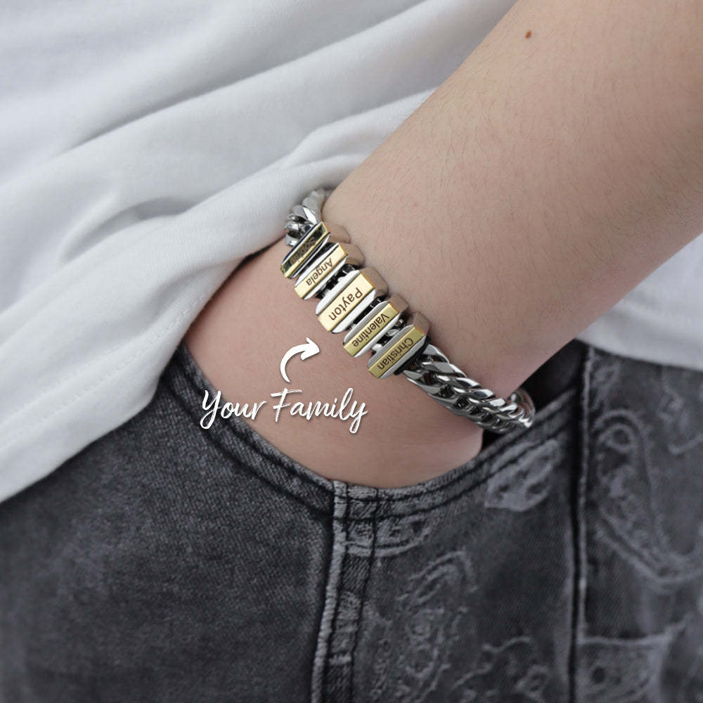 Men Cuban-chain Bracelet With Family Name Beads
