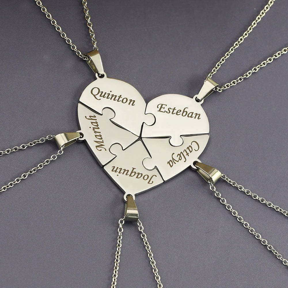 Christmas Gift Family/Sibling/BFF Gift Personalized Heart Puzzle Pieces Necklace or Keychain