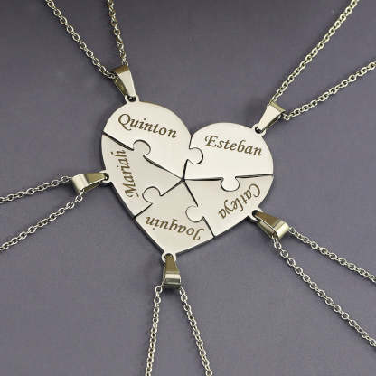 Christmas Gift Family/Sibling/BFF Gift Personalized Heart Puzzle Pieces Necklace or Keychain