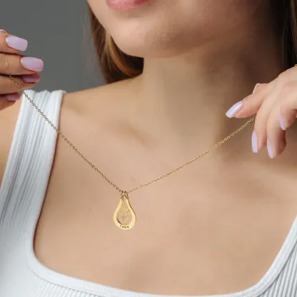 Mom's Gift Personalized Birth Flower Name Ring-Holder Necklace