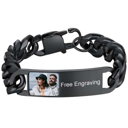 Personalized Name Picture Bracelets ID Bracelets for Men