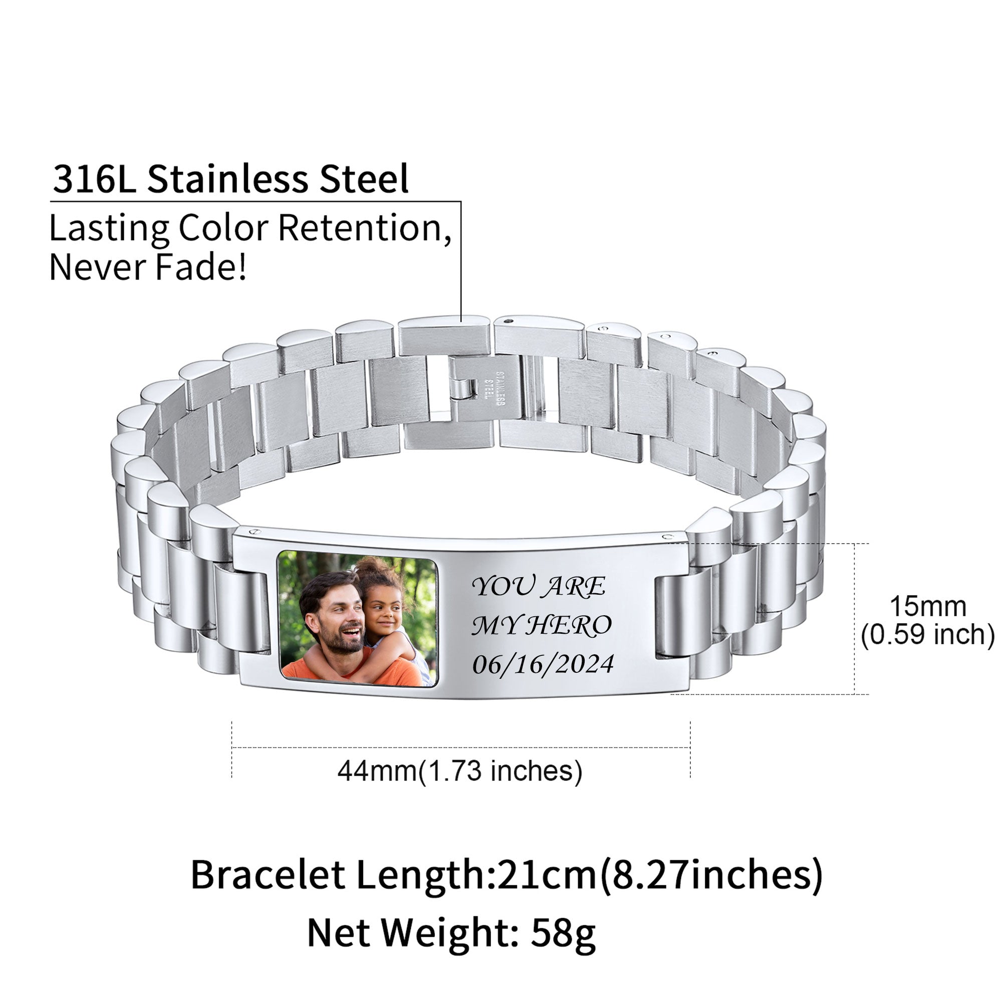 Personalized Name Picture Bracelets ID Bracelets for Men