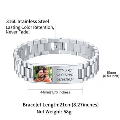 Personalized Name Picture Bracelets ID Bracelets for Men