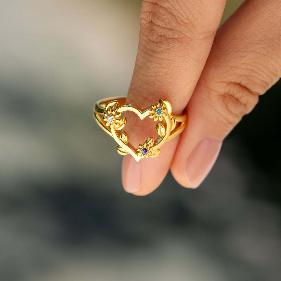 Heart Flowers Ring