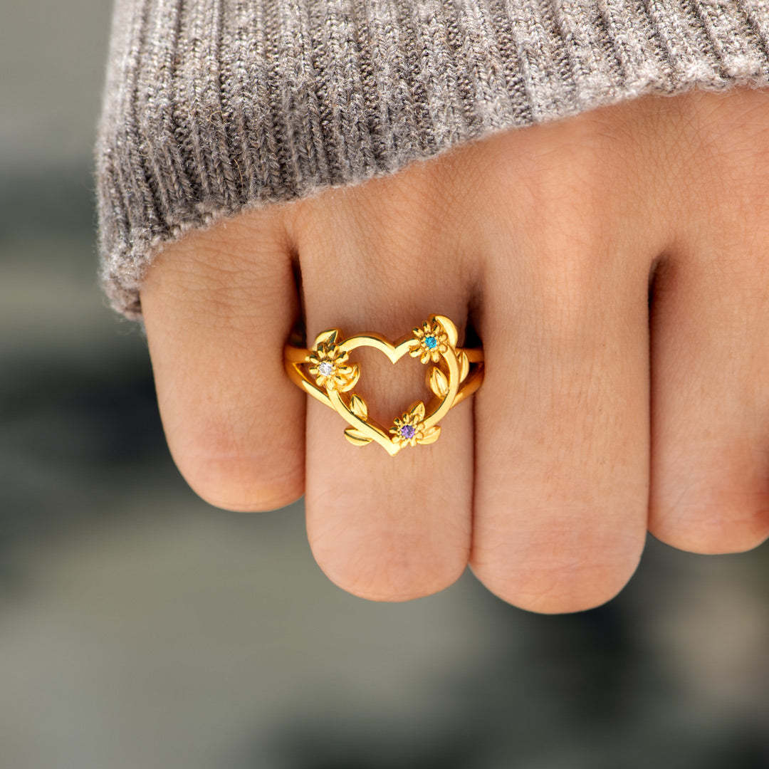 Heart Flowers Ring