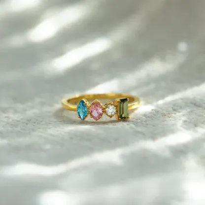 New Arrival Personalized Birthstone Mom's Gift Hand-hammered Ring