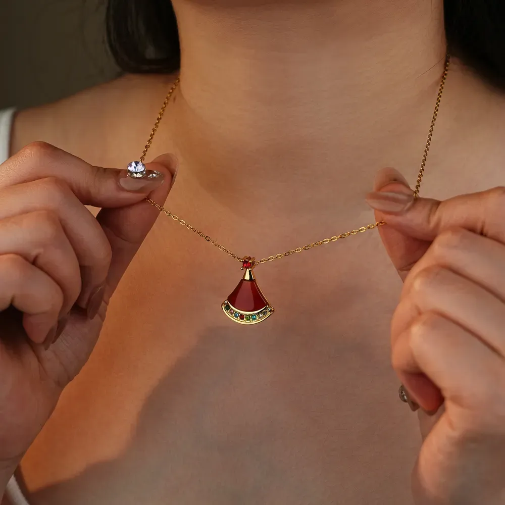 Mom`s Gift Christmas Hat Birthstone Necklace