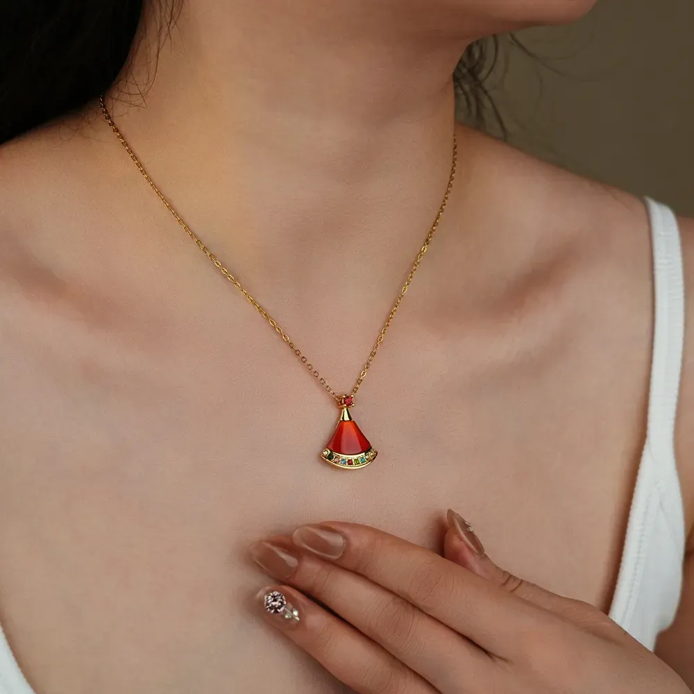 Mom`s Gift Christmas Hat Birthstone Necklace