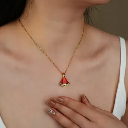 Mom`s Gift Christmas Hat Birthstone Necklace