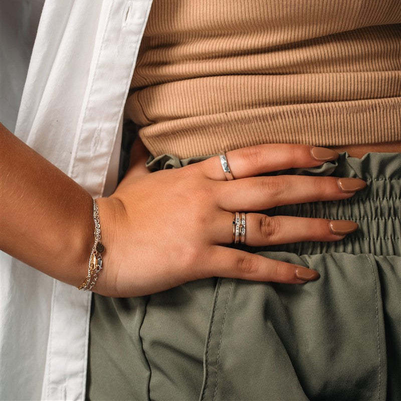 925 Sterling Silver Personalized Name Ring 4 in 1 Birthstone Anniversary Gift