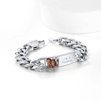 Personalized Name Picture Bracelets ID Bracelets for Men
