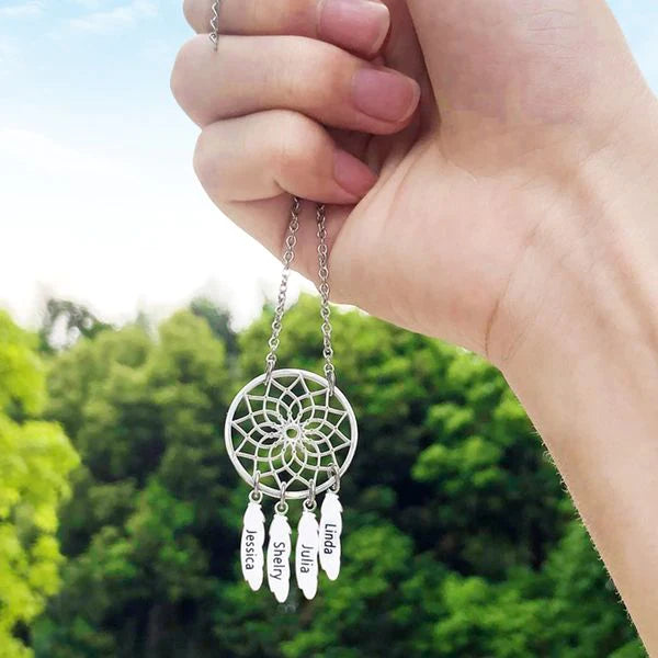 Dream Catcher Necklace Personalized 2-10 Names Mom`s Gift