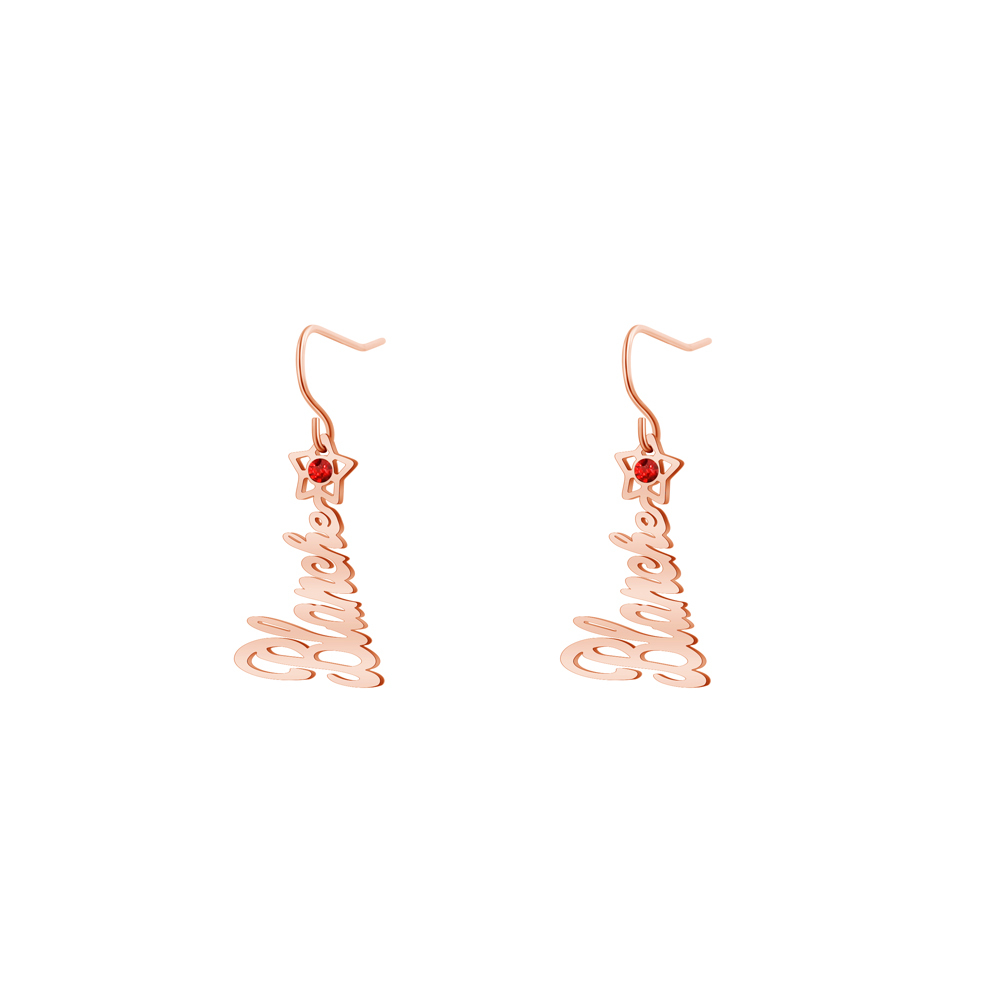 Christmas tree name earrings