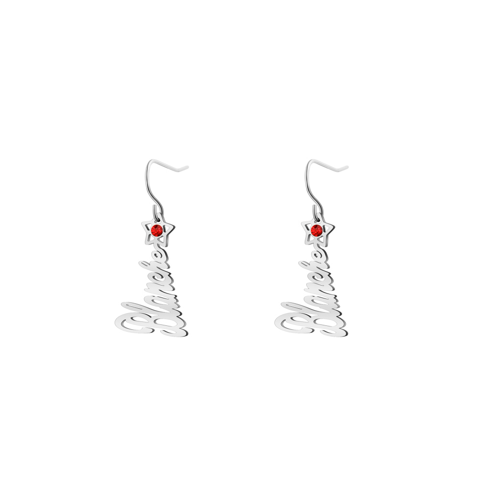 Christmas tree name earrings