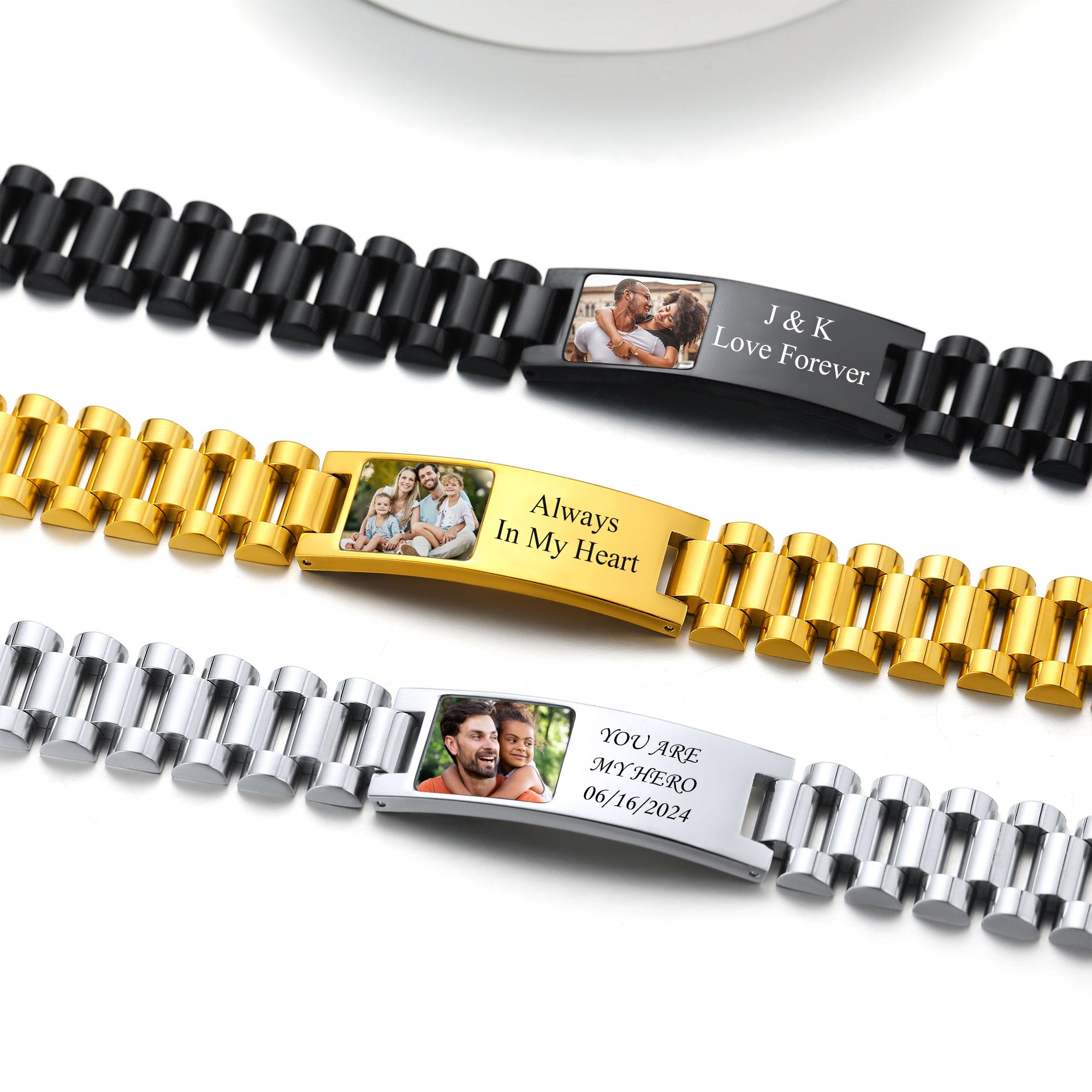 Personalized Name Picture Bracelets ID Bracelets for Men