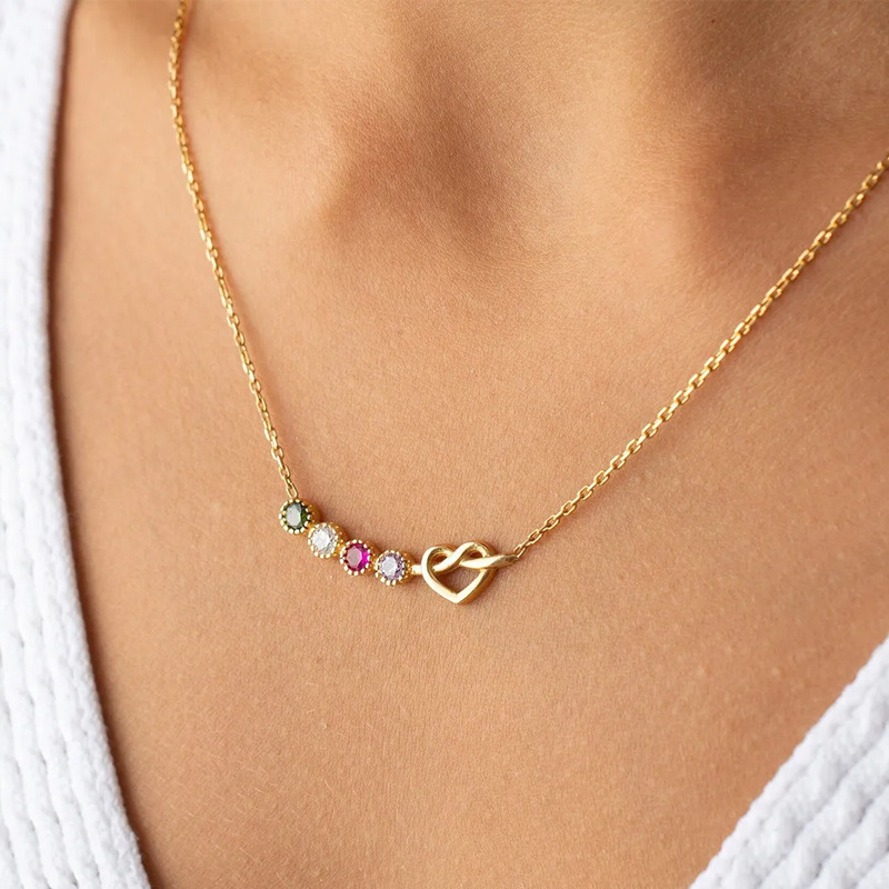 Birthstone Gift Family Infinity Bracelet with Heart for your lover Gift for Mom