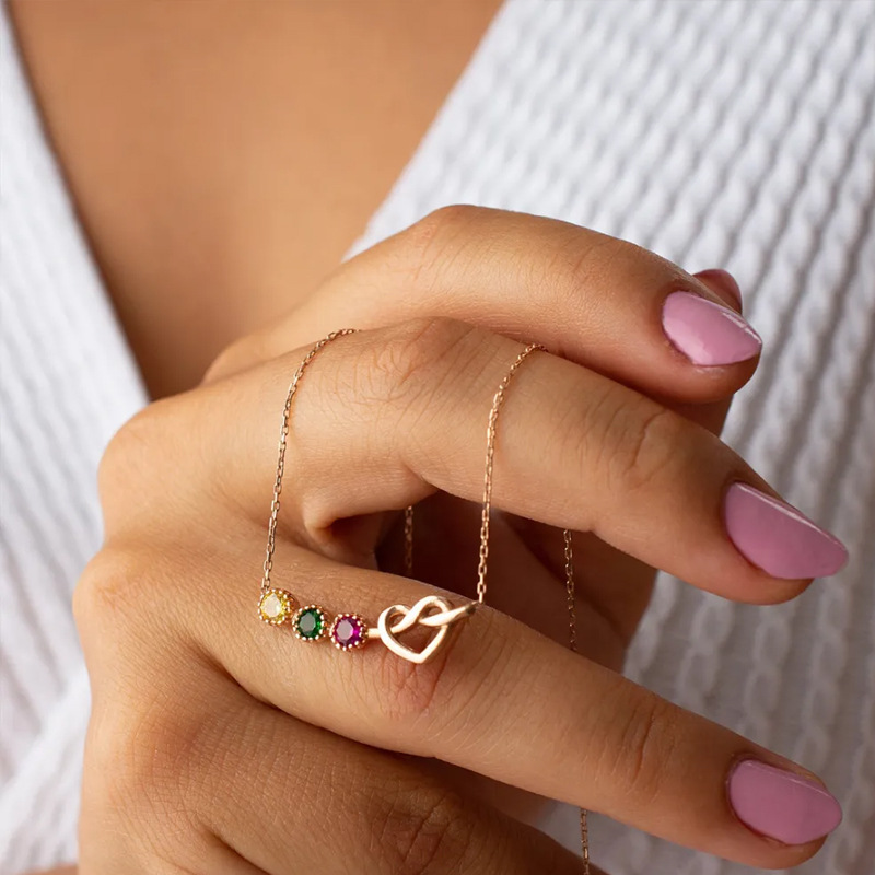 Birthstone Gift Family Infinity Bracelet with Heart for your lover Gift for Mom