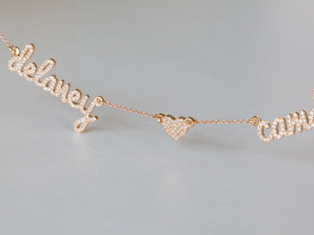 Christmas Gift Personalized Diamond Heart Name Necklace