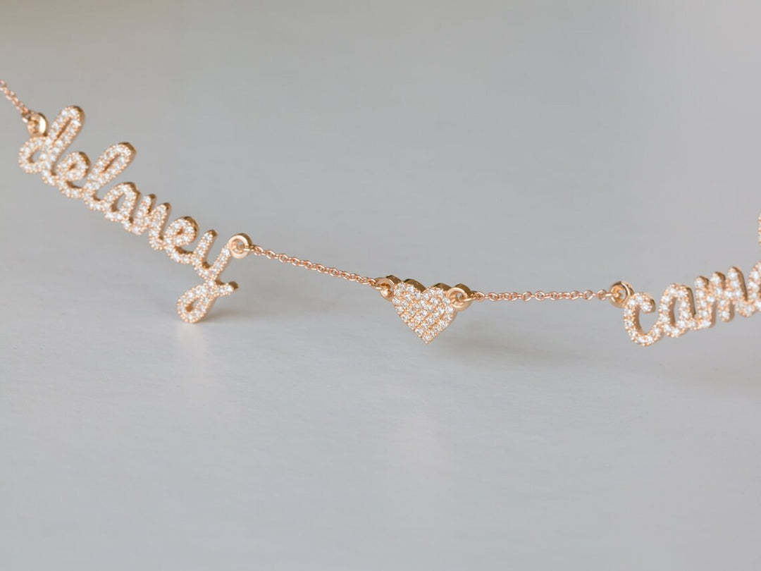 Christmas Gift Personalized Diamond Heart Name Necklace