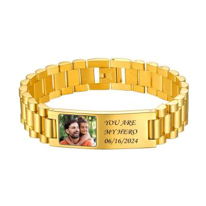 Personalized Name Picture Bracelets ID Bracelets for Men