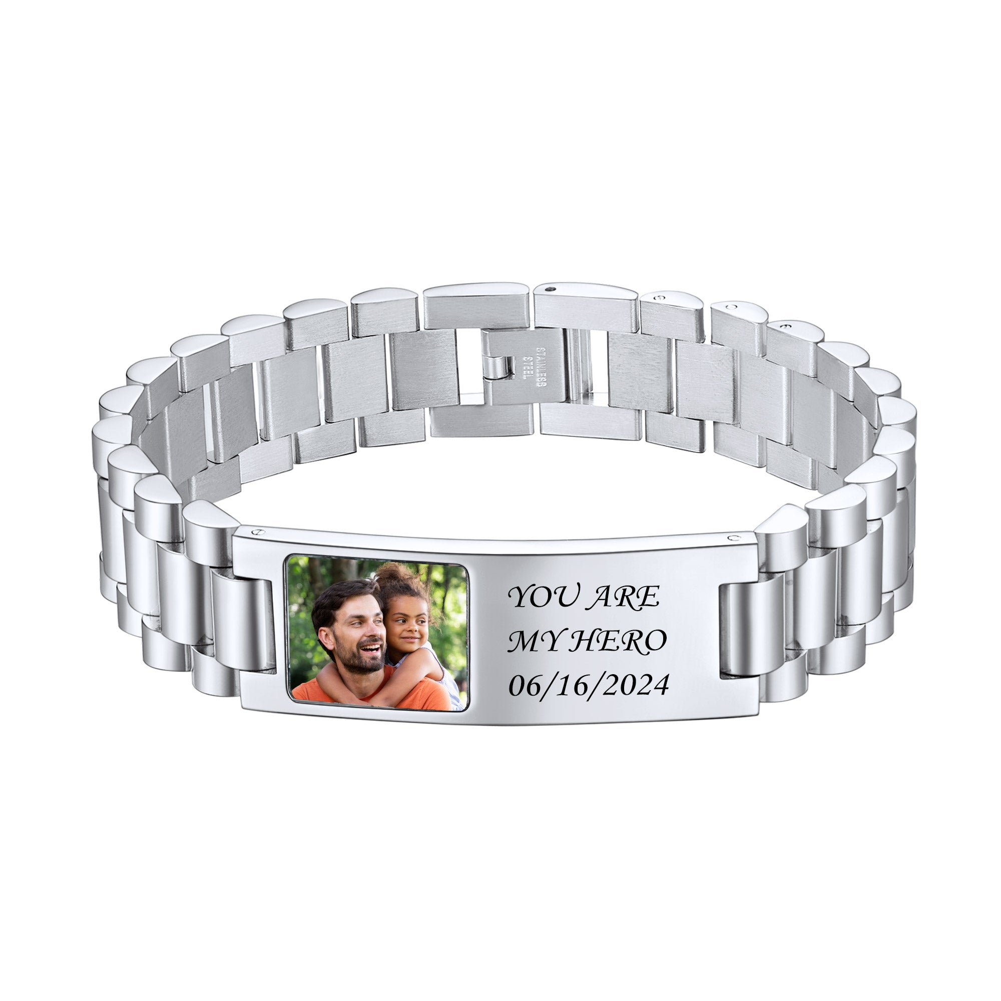 Personalized Name Picture Bracelets ID Bracelets for Men