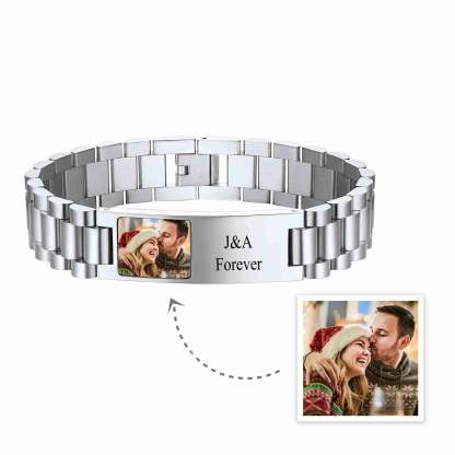 Personalized Name Picture Bracelets ID Bracelets for Men