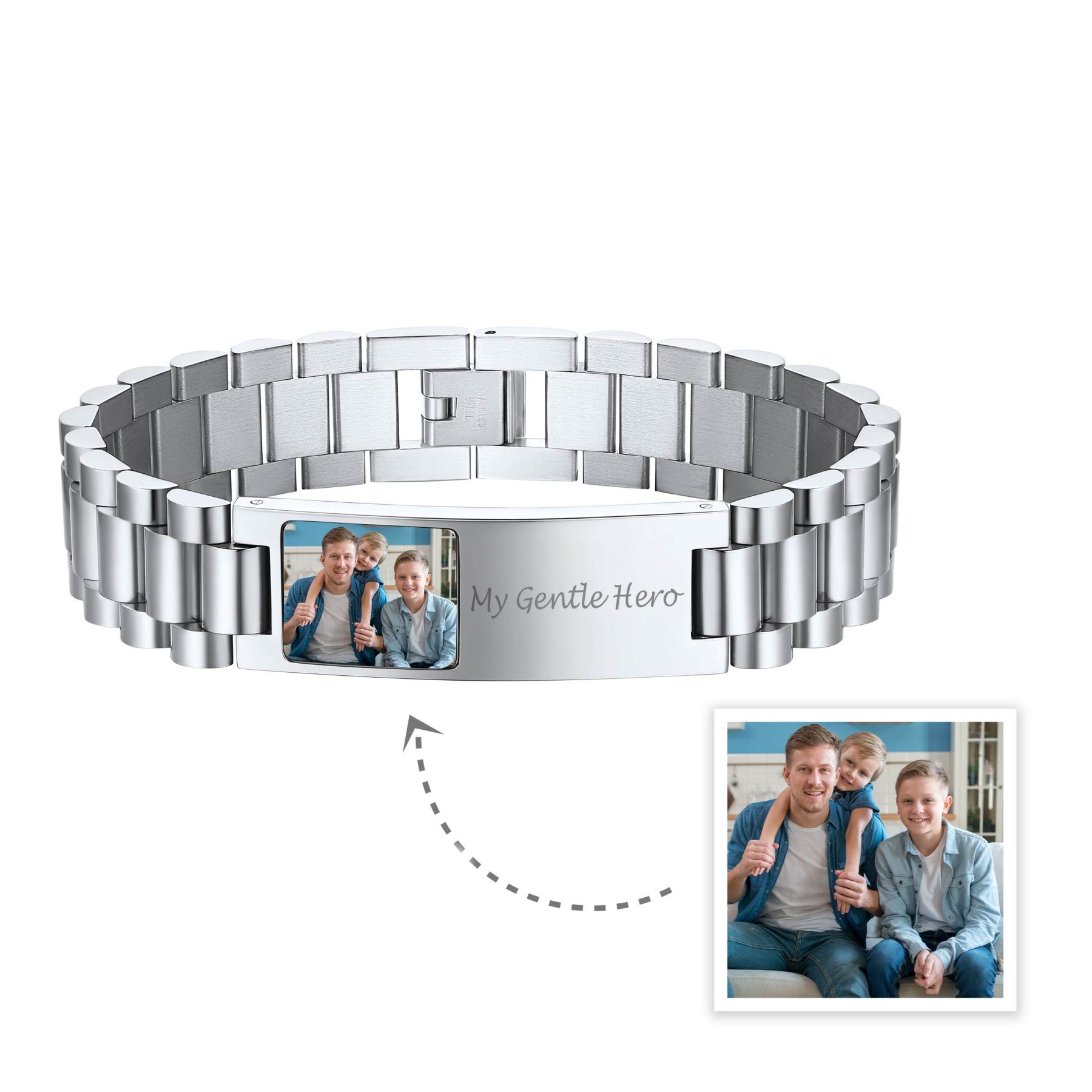 Personalized Name Picture Bracelets ID Bracelets for Men