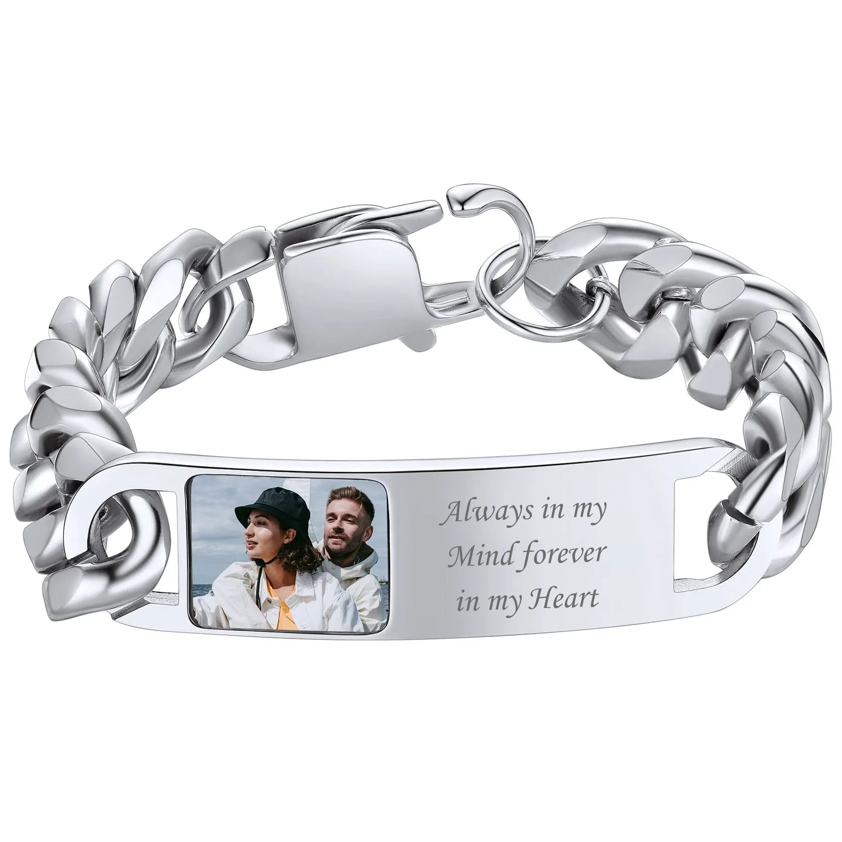 Personalized Name Picture Bracelets ID Bracelets for Men