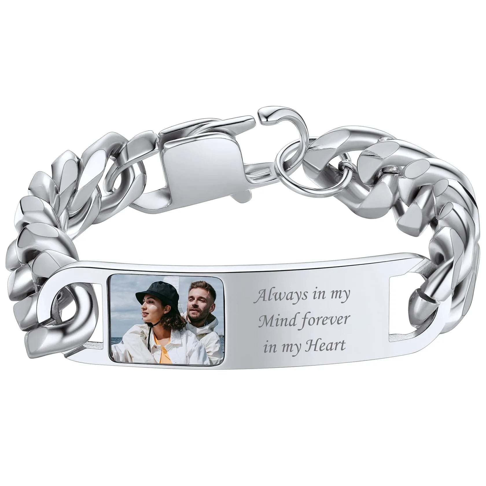 Personalized Name Picture Bracelets ID Bracelets for Men