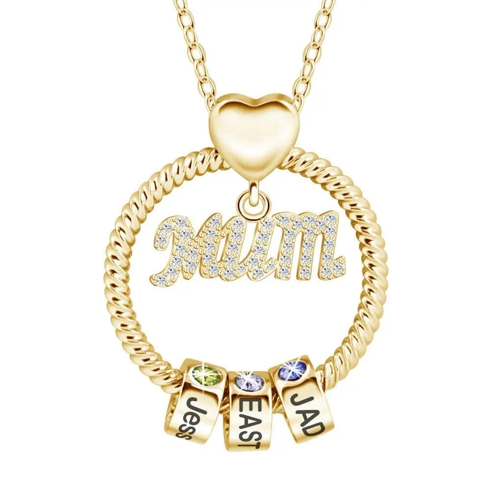 Personalized Circle Pendant with Custom Beads Birthstone Pendant Necklace