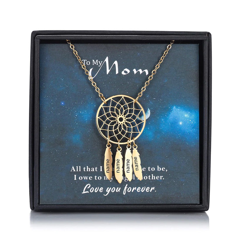 Dream Catcher Necklace Personalized 2-10 Names Mom`s Gift