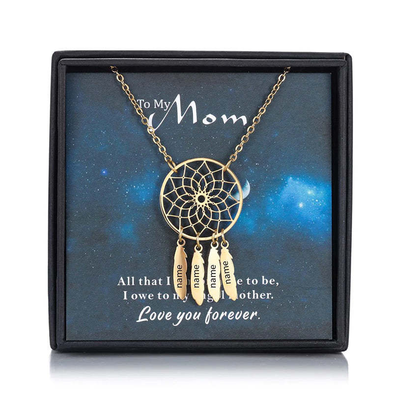 Dream Catcher Necklace Personalized 2-10 Names Mom`s Gift