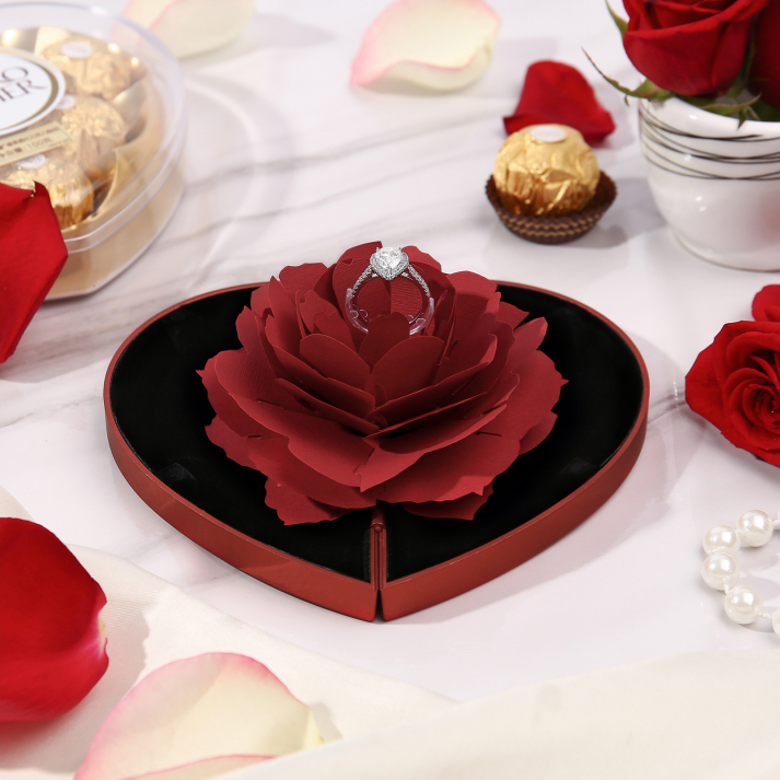 Ring Gift Box Rose Exquisite Jewelry Box Valentine's Day Gift Packaging Box