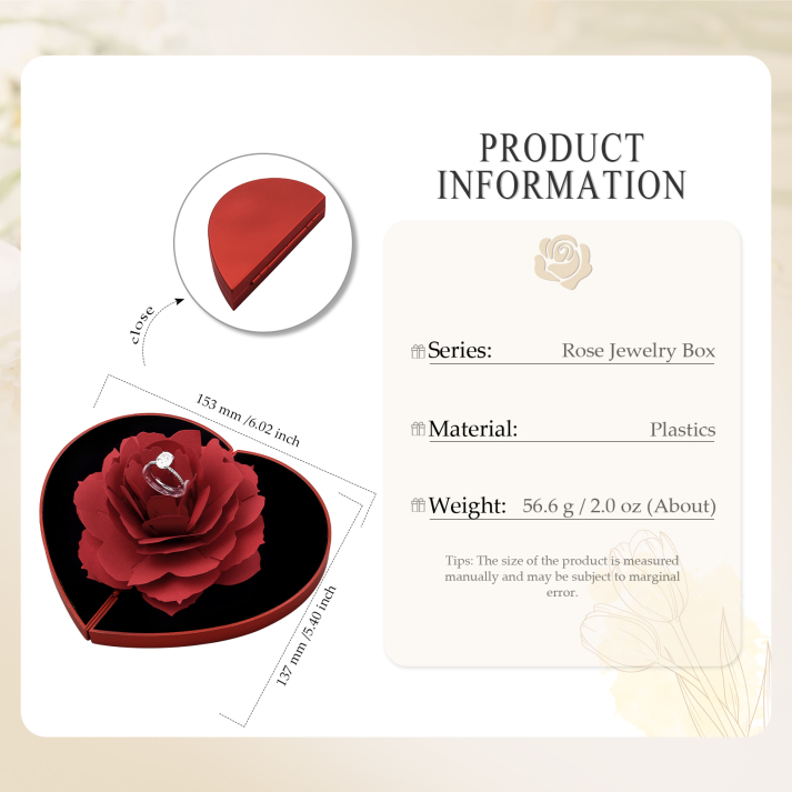 Ring Gift Box Rose Exquisite Jewelry Box Valentine's Day Gift Packaging Box