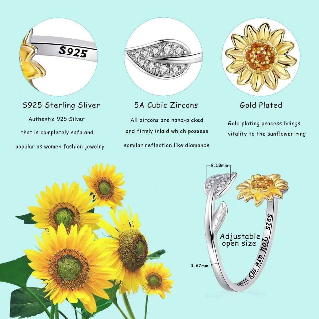 You Are My Sunshine Sunflower Ring