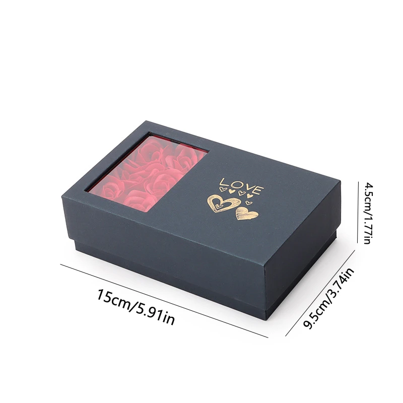 Enchanted Rose Jewelry Box Gift Package Black Pink