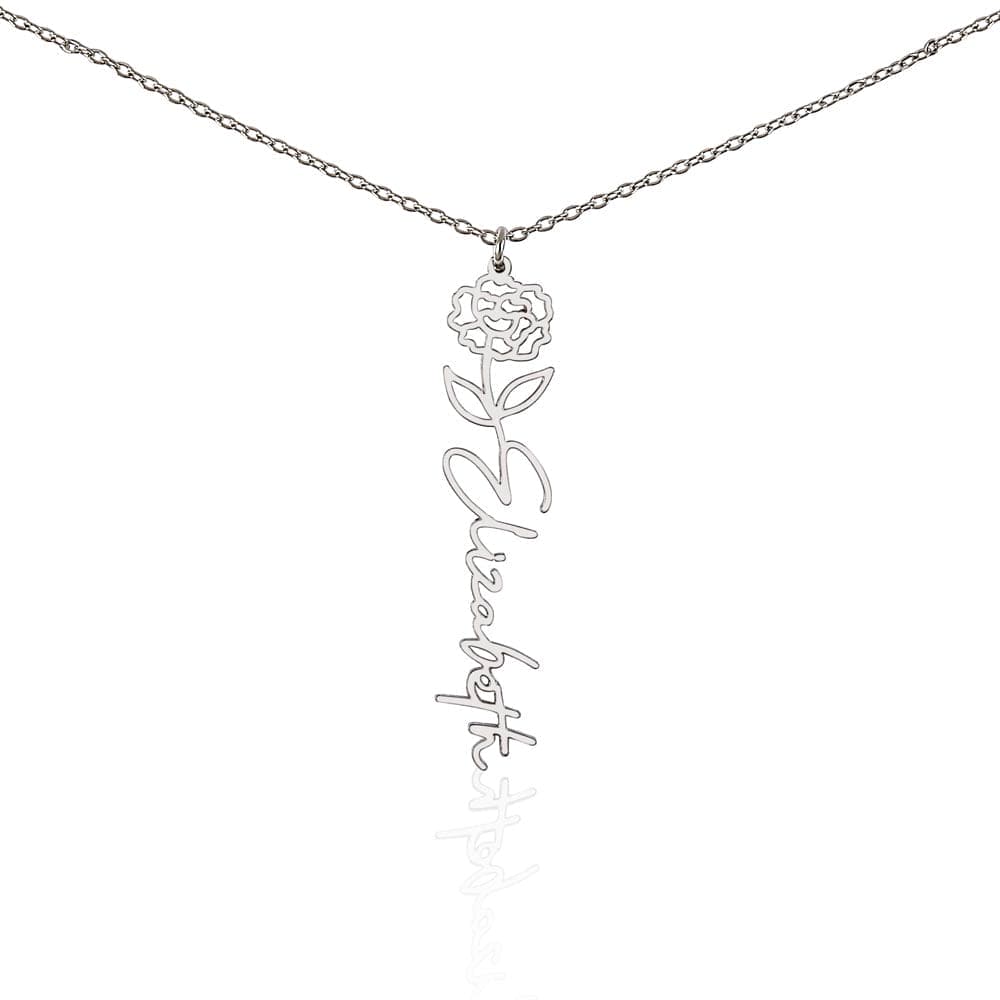 No Rain - No Flowers - Never Forget That I Love You | Birth Flower Name Necklace