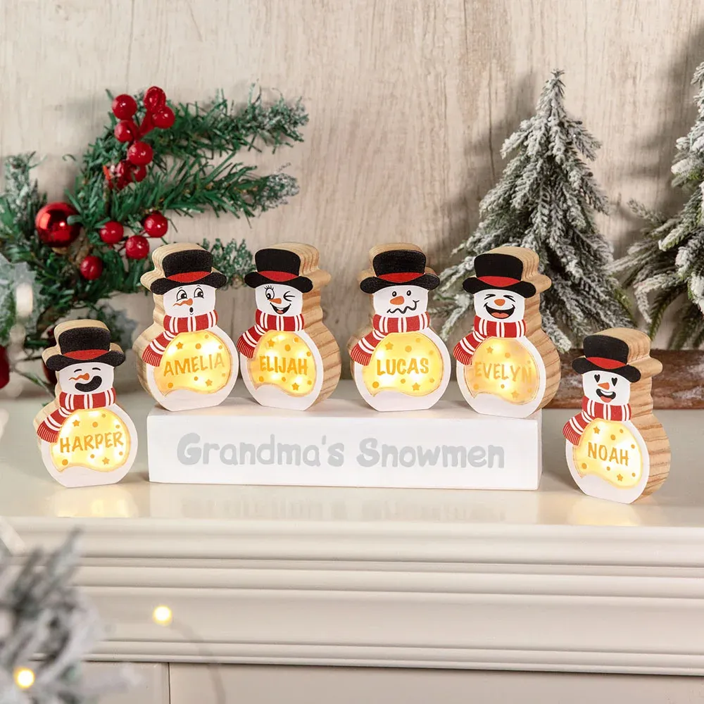 Personalized Snowman LED Light Wooden Decoration Ornament - Gather The Family Under One Roof