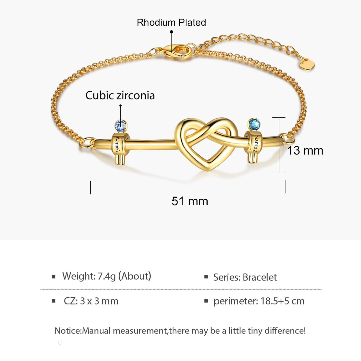 Mother's Day Personalized Heart Bracelet with 2 Birthstones Bead Bracelet for Her-Engravingift