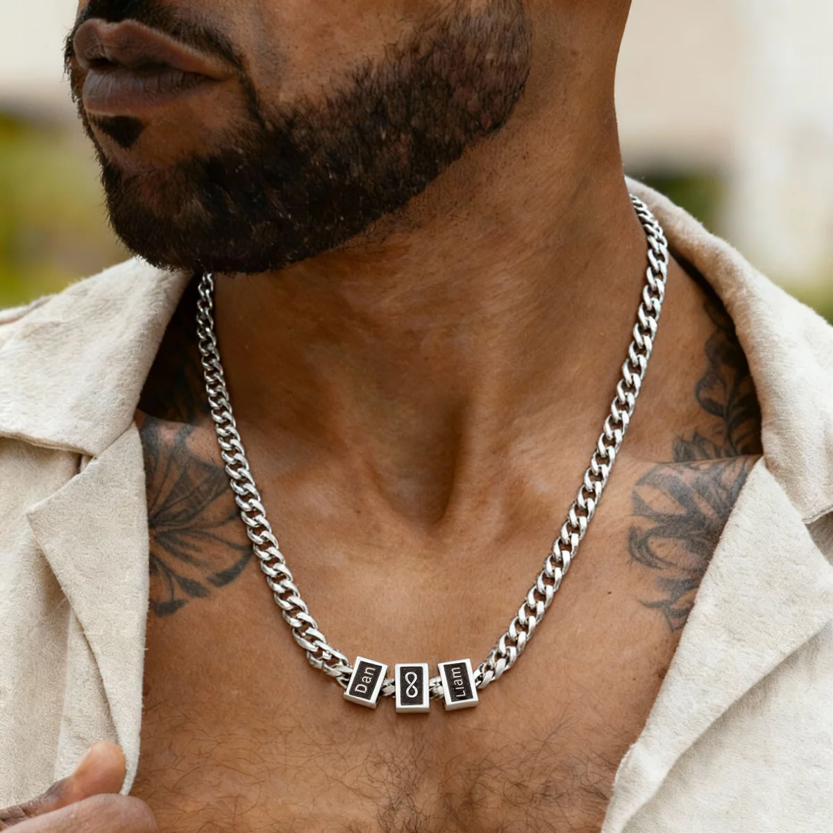 Customized Bead Name Cuban Necklace For Father