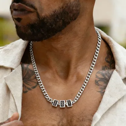 Customized Bead Name Cuban Necklace For Father