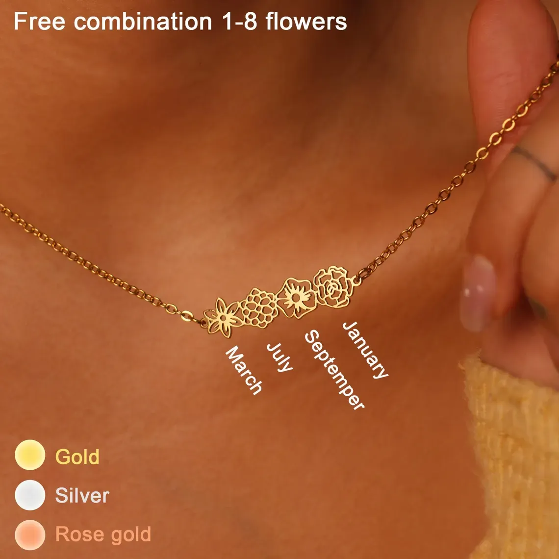 Personalized Mom's Gift Birthday Family Fashion Flower Charm Bracelet